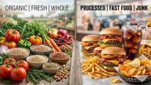 Home organic food vs processed food
